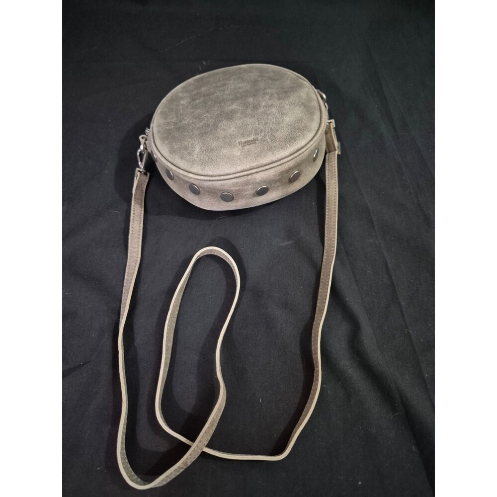 Hammitt Greg Small Circular Leather Crossbody Bag Pewter EUC
